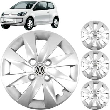 Imagem de Jogo 4 Calotas Aro 13 Volkswagen Up 2014 a 2019 Com Adesivo Logo Vw Resinado Grid GR196CB