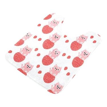 Imagem de Burbuja Tapete de banheiro para gatos, tapete de banho absorvente de pelúcia macio, base antiderrapante para piso de banheiro, oval em forma de U