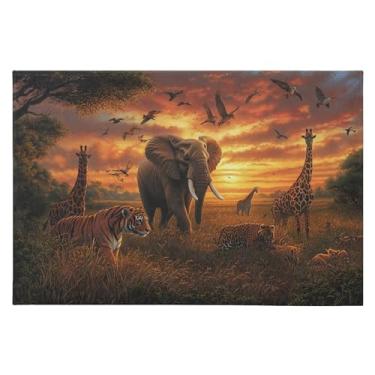 Imagem de Tapete de área 60 x 90 cm, macio, lavável, antiderrapante, com suporte de borracha, animais selvagens, para sala de estar, quarto, decoração de casa