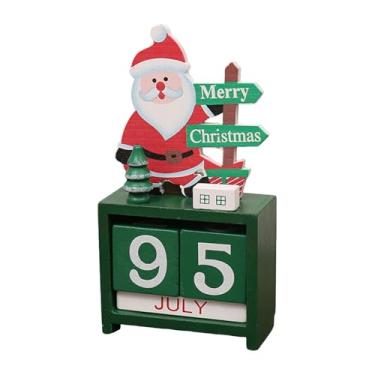 Imagem de predolo Calendário de Contagem Regressiva de Natal para Mesa, Calendário Perpétuo, Estilo Rústico com Blocos Numéricos para Escritório e Sala de Estar, Style G