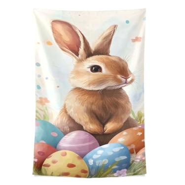 Imagem de STAYTOP Tapeçaria Ovos de Páscoa e Coelhos Fofos Tapeçarias de Parede para Decoração de Casa Dormitório Sala de Estar Quarto Tapete de Parede (60×51in)