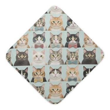 Imagem de Burbuja Toalha de banho vintage Cats Baby - Toalha com capuz de musselina macia e absorvente para recém-nascidos e bebês, 89 x 89 cm