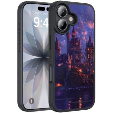 Imagem de ZHUHEHEAH Capa para iPhone 17, capa protetora ultrafina de silicone líquido antiderrapante elegante, adequada para iPhone 17 de 6,3 polegadas, castelo colorido noturno