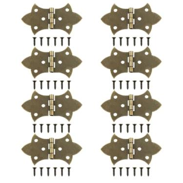Imagem de Dsjnf Dobradiças em forma de borboleta bronze antigo 5,7 cm x 3,1 cm dobradiças decorativas de armário resistentes adequadas para caixas de madeira vintage, caixas de joias, caixas de ferramentas e