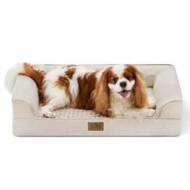 Imagem de COZY KISS Cama ortopédica para cães pequenos e médios, sofá reforçado para animais de estimação com forro à prova d'água, sofá de espuma de caixa de ovo para animais de estimação de até 13,6 kg, em