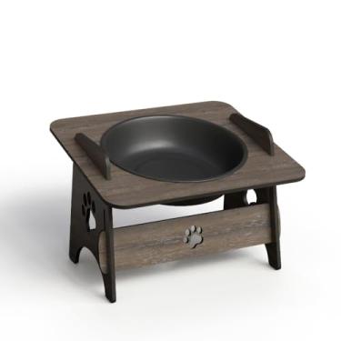 Imagem de Comedouro Elevado Pet com Tigelas Livres de BPA – Duplo ou Individual 400ml | Conforto, Postura Saudável e Fácil Limpeza para Cães e Gatos(Unitário Tabaco)