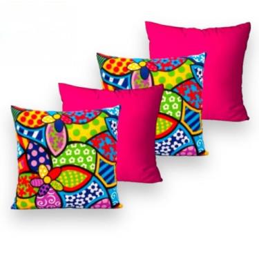 Imagem de KIT 4 ALMOFADAS CHEIAS DECORATIVAS 45x45 CENCHIMENTO(ROMEROcPINK)