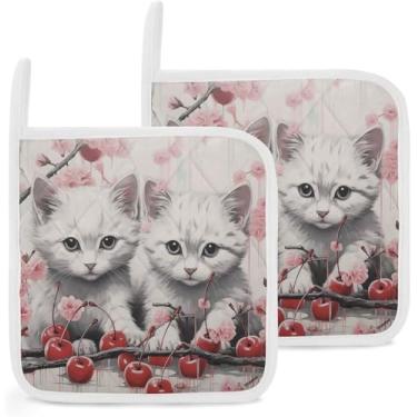 Imagem de Porta-panelas duráveis de bancada Cat and Cherry (pacote com 2)