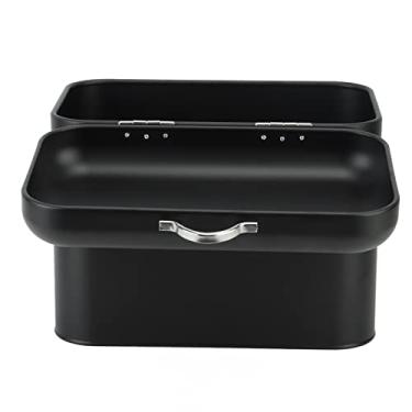 Imagem de Alomejor Caixas de Pão para Balcão de Cozinha, 2 Prateleiras, Grande Recipiente de Pão de Fazenda, 11,8x10,2 Polegadas, Armazenamento à Prova de Ferrugem para Biscoitos de Pão (Preta)