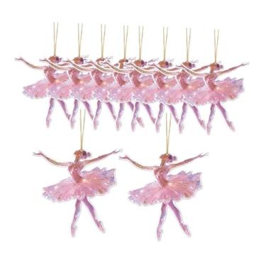 Imagem de UGPLM Enfeite de Natal 2D de Bailarina para Pendurar, Pingente Decorativo para Árvore de Natal, Decoração de para Casa, Guirlanda de, 10 Peças