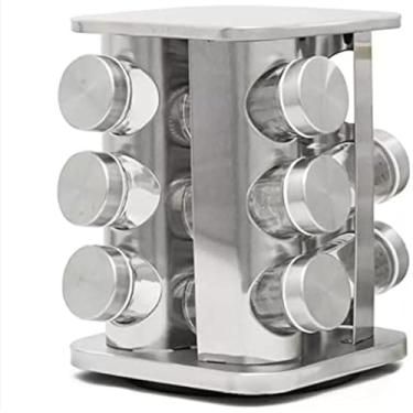 Imagem de Porta Tempero e Condimentos Giratorio Inox 12 Potes