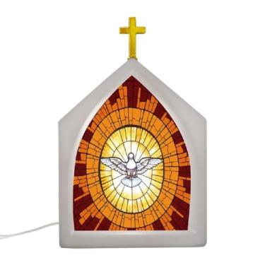 Imagem de Luminária Vitral Espírito Santo Decorativa Bivolt – Iluminação Suave para Altar e Devoção