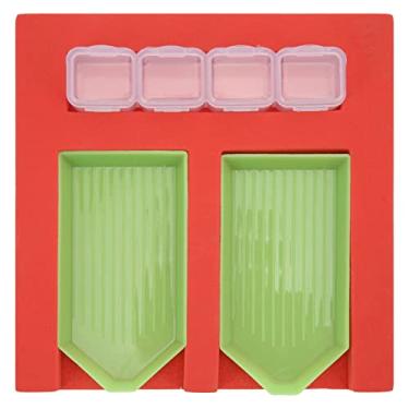 Imagem de SIWOTED Bandeja de strass Esponja de plástico vermelha DIY Rut Design Auxiliar Portátil Economia de tempo Bandeja de miçangas para fazer joias