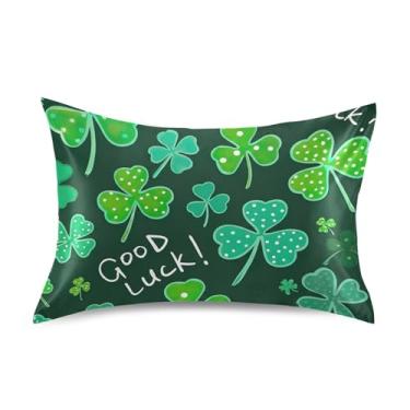 Imagem de Travesseiros de cetim Cool King Queen Standard Slips Cooling Comfort Soft Bed Pillow Tamanho padrão 66.0 cm x 50.8 cm Green Teal Clovers Good Luck