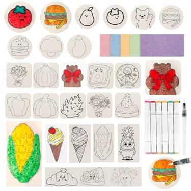 Imagem de Titata Kit de pintura inchada mágica com 42 peças – arte de textura de espuma 3D para crianças e adultos, kit de esponja de lona de pipoca bolha faça você mesmo, suprimentos de tinta inchada não