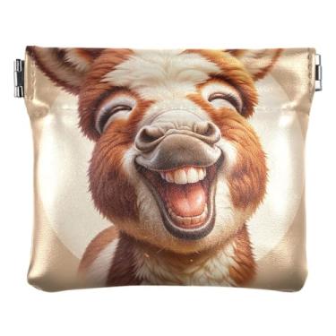 Imagem de Urso de pelúcia flor violeta bolsa de moedas para mulheres bolsa de couro personalizada pequena bolsa de moedas para meninas, Lindo burro adorável animal, one size, Minimalista moderno