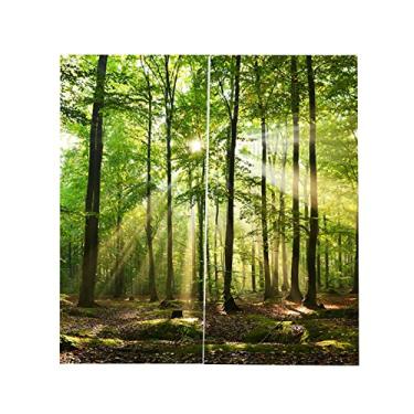 Imagem de Ainoli Forests Sunlight Printing Cortinas de sombreamento para varanda, quarto, sala de estar, janela (150 * 166cm)