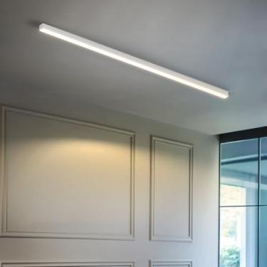 Imagem de GZZBMY LED Candeeiro de teto moderno minimalista longas luzes de teto metal alumínio acrílico candeeiros teto interior para quarto sala de estar corredor restaurante (branco luz neutra, 100 cm)