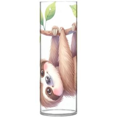 Imagem de Vasos cilíndricos para decoração de casa com estampa de animal fofo floral grande vasos de outono de plástico personalizado exclusivo decoração de casa moderna, 30 cm x 9,9 cm