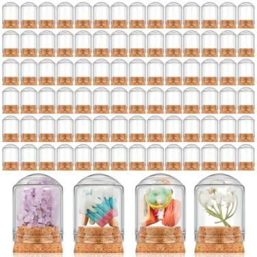 Imagem de Barydat 100 peças de cúpula de vidro cloche com tampas de cortiça, mini frascos de vidro cloche com base de frascos decorativos expositor para armazenamento de flores de amostras artesanato artes