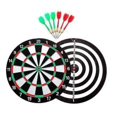 Imagem de Jogo de Dardos Profissional Grande Alvo Certo Dupla Face 6 Dardos Aço, Sisal Resistente, Suporte Parede, Ideal para Competição em Casa – Tiro ao Alvo Preciso