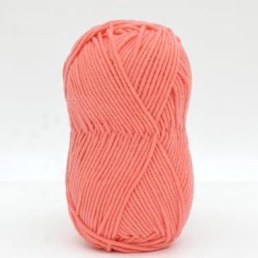 Imagem de Fio de algodão de leite de 4 camadas para crochê – fio de tricô macio para amigurumi, chinelos, cobertores e projetos de artesanato DIY (12 vermelho-claro)