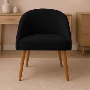 Imagem de Cadeira de Jantar Lua Moderna com Pés Palito - Estofada em Veludo Premium, Design Contemporâneo para Sala e Quarto(Preto)