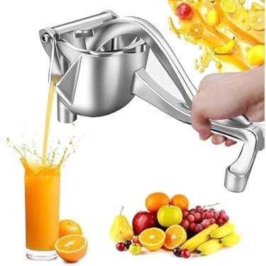 Imagem de Espremedor manual de frutas com alavanca removível de alta qualidade para espremedor de limão cítrico ou suco de laranja, espremedor de aço para suco instantâneo (alumínio, prata