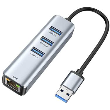 Imagem de Adaptador USB 3.0 para Ethernet, hub USB 3.0 de 3 portas ABLEWE com adaptador Ethernet RJ45 10/100/1000 Gigabit compatível com Windows 10, 8.1, Mac OS, Surface Pro, Linux, Chromebook e mais