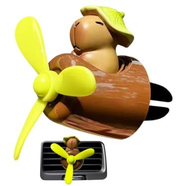 Imagem de Aromatizador de carro piloto Capybara, purificadores de carro de longa duração, difusor de aromaterapia com clipe de ventilação com hélice giratória, marrom e amarelo, 5,2 x 5,3 x 6 cm, para trailer
