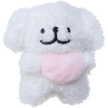 Imagem de SGVAHY Capa peluda para AirPods Pro, desenho engraçado 3D fofo desenho de pelúcia avental de cachorrinho branco urso capa macia quente fofa chaveiro capa protetora anti-queda mulheres meninas