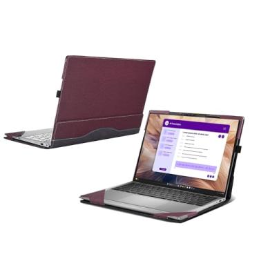 Imagem de WODBAO Capa para laptop Dell Pro 14 Plus PB14250 [não compatível com nenhum outro modelo], laptop Pro 14 Plus ou PB14255 2 em 1, capa de bolso interno de couro PU (vermelho)