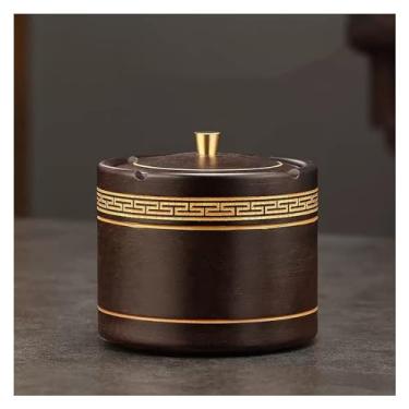 Imagem de Cinzeiro retrô com tampa, suporte de cinza claro para fumantes, acessórios de bandeja de cinzeiro para cigarros à prova de vento (10 * 8 cm)