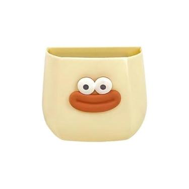 Imagem de Lindo suporte magnético de desenho animado de pato, organizador de mesa multifuncional - armazenamento de geladeira/mesa para canetas/pincéis de maquiagem, adorável decoração de quarto (amarelo)