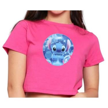 Imagem de Cropped Top Blusa Infantil Estampa Personagem Infantil Divertido Azul 