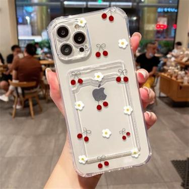 Imagem de Capa transparente e fofa para iPhone 11 15 16 Pro 12 13 14 Pro Max XR XS X 7 8 Plus SE 2022 com porta-cartões, transparente JU89, para iPhone 11