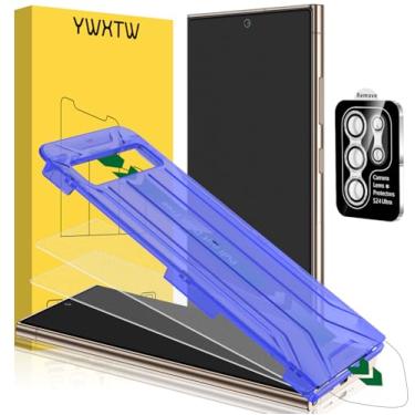 Imagem de YWXTW Pacote com 2 protetores de tela fosco para Samsung Galaxy S24 Ultra + 1 conjunto de protetor de lente de câmera, [suave como seda] [Desbloqueio de impressões digitais] Protetor de tela de vidro