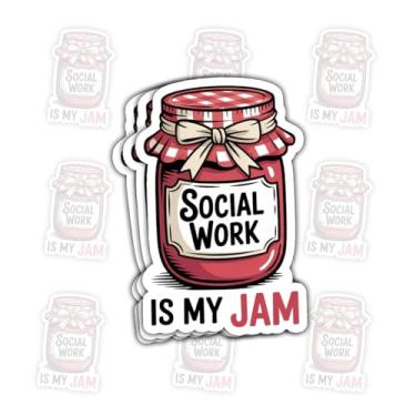 Imagem de Adesivo de vinil engraçado de trabalho social is My Jam, 3 peças para assistente social, terapeuta, conselheiro, gerente de caso, estudante de pós-graduação, laptop, garrafa de água, caderno