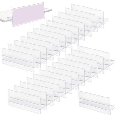 Imagem de BENECREAT Pacote com 80 suportes de etiquetas de prateleira de plástico 9 x 4 cm, clipes de etiqueta de preço de PVC transparente para prateleiras de arame, organizador de prateleira de varejo com