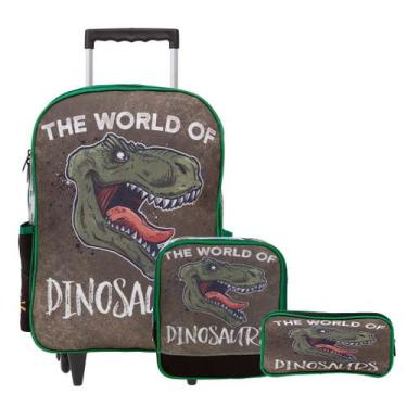 Imagem de Kit Mochila Infantil Rodinhas + Lancheira Térmica Dinossauro - TOYS 2U