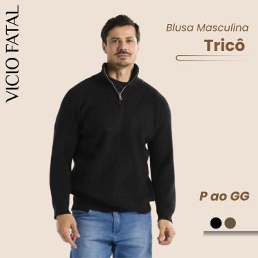 Imagem de Blusa Masculina Modal Frizada Gola Alta - Aconchegante Inverno Tricô-Masculino