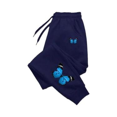 Imagem de Calças De Moletom Femininas Com Estampa De Borboleta, Casuais E Modern