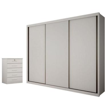 Imagem de Guarda Roupa Casal Palazzo E Gaveteiro Suiça Neve - Novo Horizonte