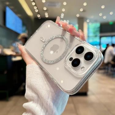 Imagem de IRTGFG Capa protetora de silicone com glitter para iPhone 16E, capa protetora de luxo à prova de choque (para iPhone 16E/Siliver)