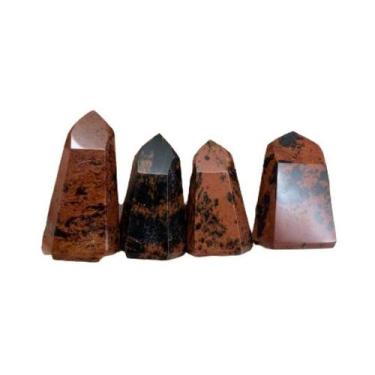 Imagem de Ponta Obsidiana Mahogany Sextavado Natural Lapidado 4 a 6cm - Cristais