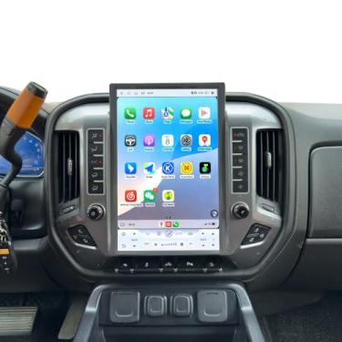 Imagem de Navegação de tela grande Android de 14,5 polegadas, adequada para modelos GMC-Sierra 2014-2019. A instalação é suportada, incluindo funções como carplay, navegação GPS, DSP, rádio FM, etc. (preto)