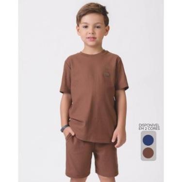 Imagem de Bermuda Aurora verão casual leve confortável moderna infantil - Marrom e Jeans - Menino 1 a 14 anos-Masculino