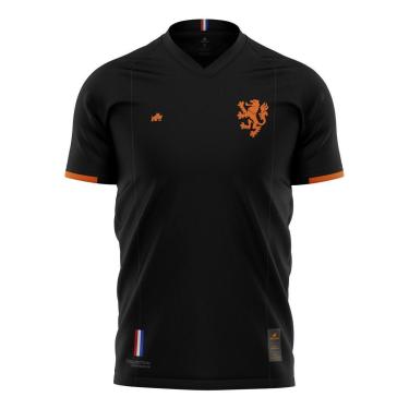 Imagem de Camisa Holanda Eurodry Preto Original Rinno Class Futebol-Masculino