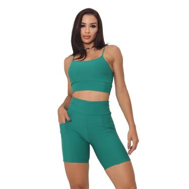 Imagem de Conjunto Feminino Academia Top e Shorts Poliamida Respirável Fitness-Feminino