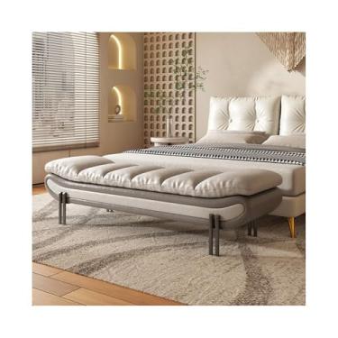 Imagem de KEG801302 Banqueta de cabeceira de quarto de luxo leve e moderna para cama, banco de pés, banco decorativo (cinza escuro, médio)